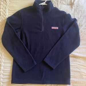 Vineyard Vines navy blue quarter-zip fleece sweatshirt. Like-new condition